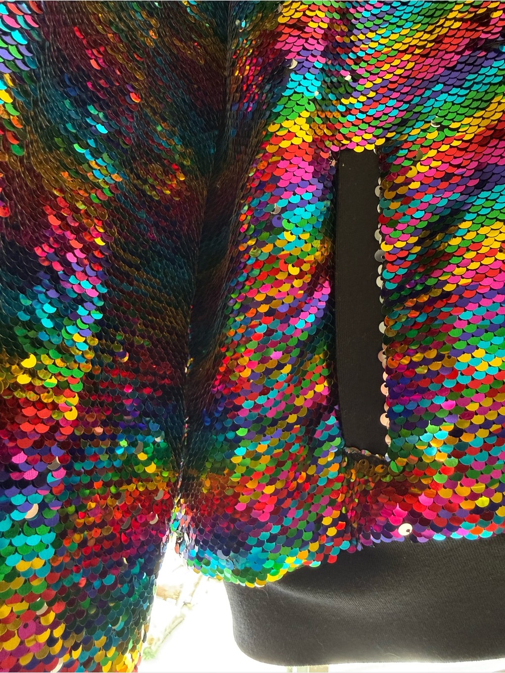 ✨ Multicolor Sequin Bomber Jacket Stevie Y2K Pride Concert Rave Women’s Size XXL